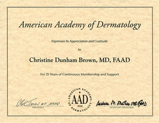 Dallas Dermatologist AAD Certificate